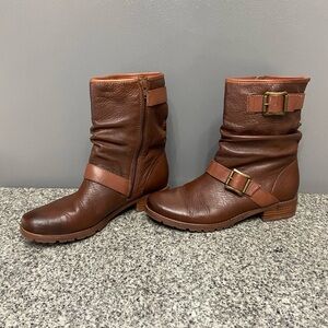 SOFFT Somers/Somers II Womens Brown Leather Ankle Boots 8.5 Buckle Straps Zipper